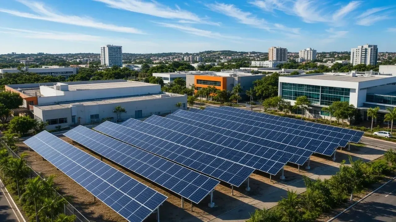 Centro logístico com cobertura solar